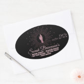 Massagetherapie Roze Zwart Script Helende Handen Ovale Sticker (Envelop)