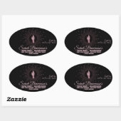 Massagetherapie Roze Zwart Script Helende Handen Ovale Sticker (Vel)