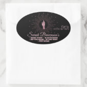 Massagetherapie Roze Zwart Script Helende Handen Ovale Sticker (Tas)
