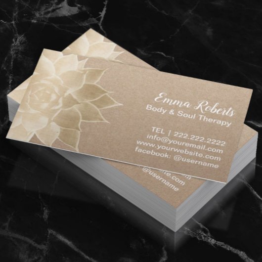 Massagetherapie Spa Gold Floral Rustic Kraft Visitekaartje