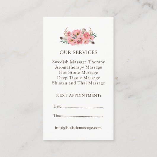 Massagetherapie-Visitekaartjes Afsprakenkaartje (Achterkant)