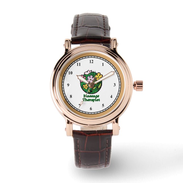 Massagetherapist Blooms2 Horloge (Voorkant)