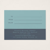 Massagetherapist Cadeaubon Visitekaartje (Achterkant)