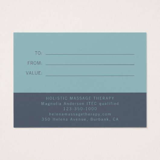Massagetherapist Cadeaubon Visitekaartje (Achterkant)