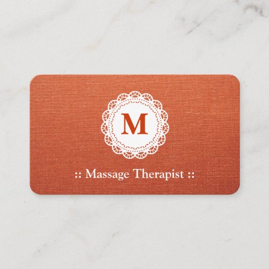 Massagetherapist Elegant Lace Monogram Visitekaartje (Voorkant)