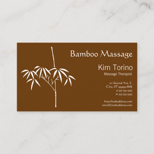 Massagetherapist Japanse Bamboe Visitekaartje (Voorkant)