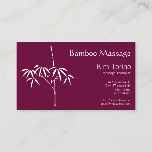 Massagetherapist Japanse Bamboe Visitekaartje (Voorkant)