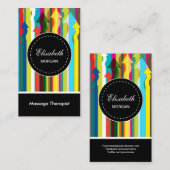Massagetherapist - kleurrijk strips-patroon visitekaartje (Voorkant / Achterkant)