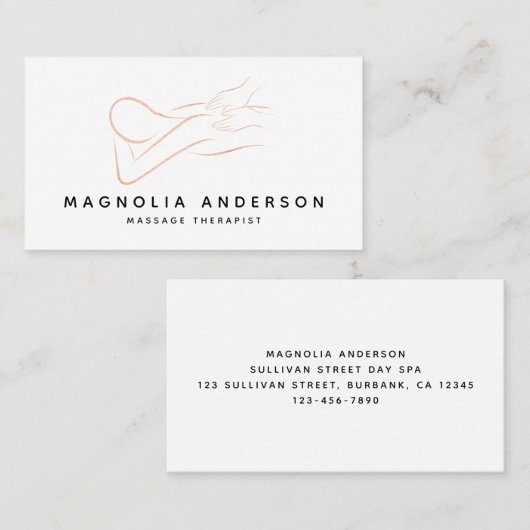 Massagetherapist Roos Gold Foil geborsteld metaal Visitekaartje (Voorkant / Achterkant)