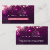 Massagetherapist - Trendy Pink Glitter Visitekaartje (Voorkant / Achterkant)