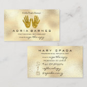MassageTherapy Reflexology Hands Reiki Roos Gold' Visitekaartje (Voorkant / Achterkant)