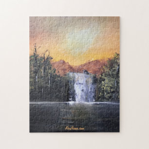 Massale waterval, bergschilderende puzzel