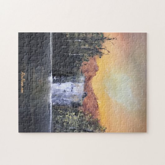 Massale waterval, bergschilderende puzzel legpuzzel (Horizontaal)