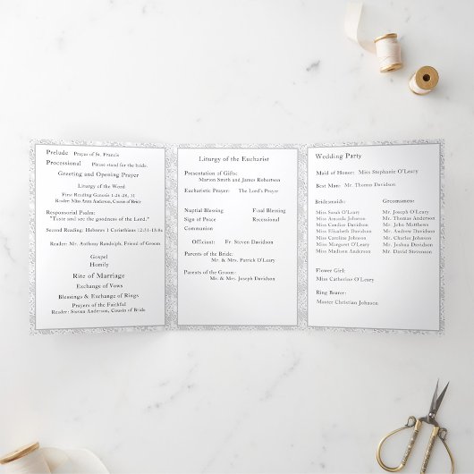 Masse nuptiale photo triple lettre programme plié