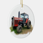 Massey Ferguson Red Tractor in het veld Keramisch Ornament (Rechts)