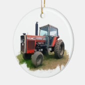 Massey Ferguson Red Tractor in het veld Keramisch Ornament (Links)