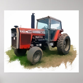 Massey Ferguson Red Tractor in het veld Poster