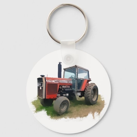 Massey Ferguson Red Tractor in het veld Sleutelhanger (Voorkant)