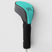 Massief turquoise blauw monogram golfheadcover (Schuin)