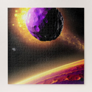 Massieve Paarse komeet die draait op roze vlak Legpuzzel