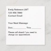 Massothérapeute Zen Cartes de rendez-vous (Dos)