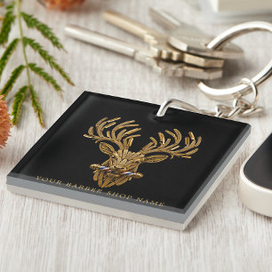 Master Barber Shop Gouden Hert Uw Logo Branding Sleutelhanger