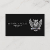 Master Barbershop Zilveren Uil Professioneel Qr Co Visitekaartje (Voorkant)