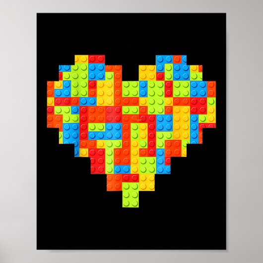 Master Builder Block Brick Building Heart Poster (Voorkant)