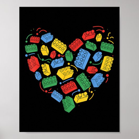 Master Builder Block Brick Building Heart Poster (Voorkant)