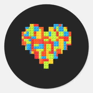 Master Builder Block Brick Building Heart Ronde Sticker