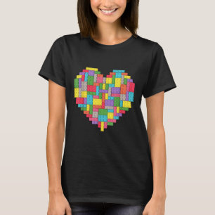 Master Builder Block Brick Building Heart T-shirt