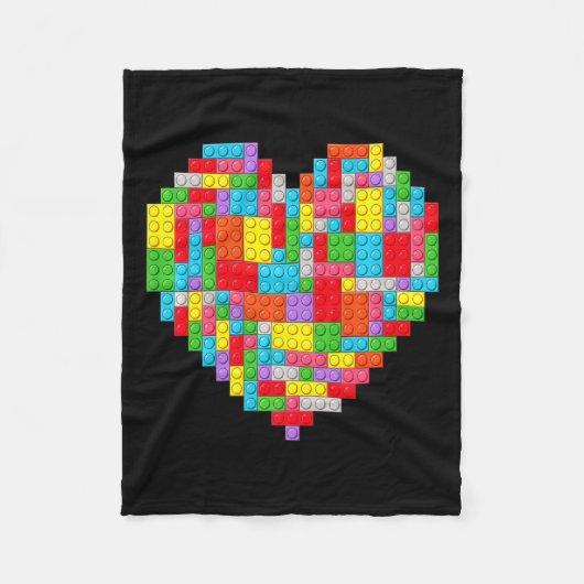 Master Builder Block Brick Building Heart Valentin Fleece Deken (Voorkant)