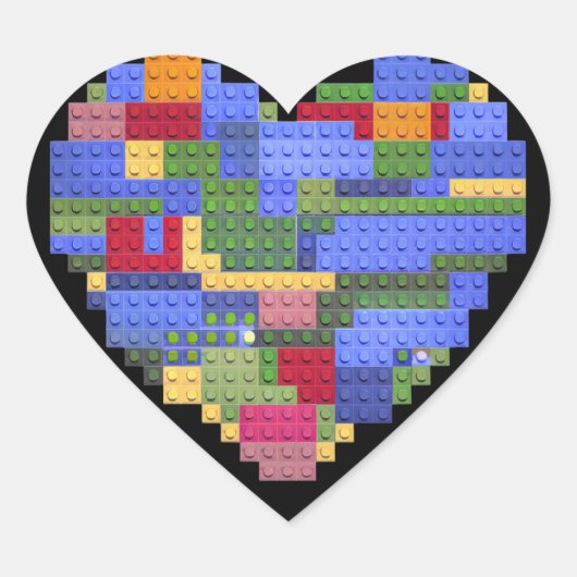 Master Builder Block Brick Building Heart Valentin Hart Sticker (Voorkant)