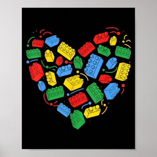 Master Builder Block Brick Building Heart Valentin Poster (Voorkant)