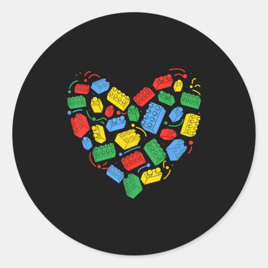 Master Builder Block Brick Building Heart Valentin Ronde Sticker (Voorkant)