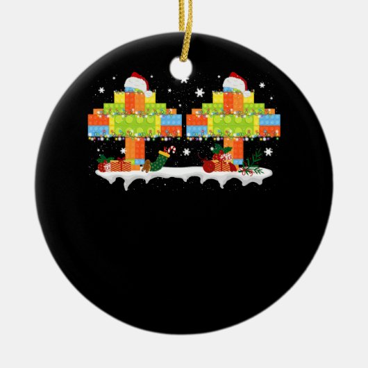 Master Builder Bloksteen Bouw Boom Kerstmis Keramisch Ornament (Voorkant)