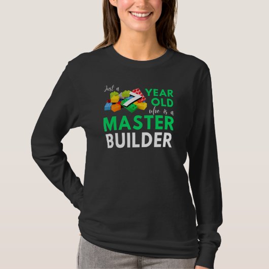 Master Builder Cute Block Building 7th Birthday Bo T-shirt (Voorkant)