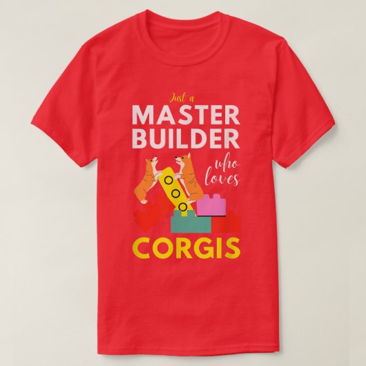 Master Builder Cute Block Building Corgis  T-shirt (Design voorkant)