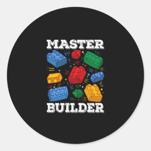 Master Builder Cute Block Building Kinder Speys Br Ronde Sticker