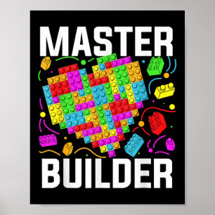 Master Builder Heart Block Brick Building Poster