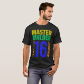 Master Builder Level 16 16e geboortedag geopend T-shirt (Voorkant volledig)