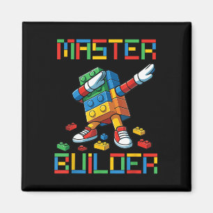 Master Builder T-shirt Dabbing Blokken Bakstenen B Magneet