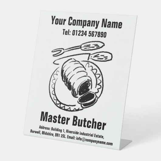 Master Butcher's Shop vrijstaand Reclamebord Met Voetstuk (Voorkant)