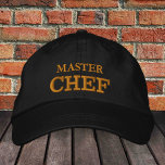 MASTER CHEF brodé baseball casquette or / noir<br><div class="desc">Casquettes brodés : casquette classique de baseball de mode doré / blanc avec le texte "MASTER CHEF" pour le monde meilleur chef,  chef chef,  gourou barbecue,  magicien de cuisine / casquettes de famille</div>