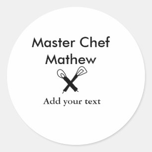 Master chef-kok keuken bakkerij kok voeg tekst naa ronde sticker