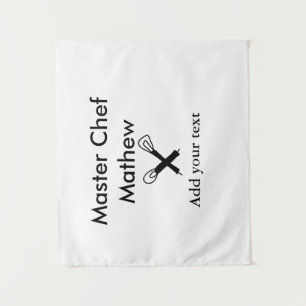 Master chef-kok keuken bakkerij kok voeg tekst naa wandkleed