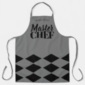Master Chef naam gepersonaliseerde zwart grijs che Schort (Voorkant)