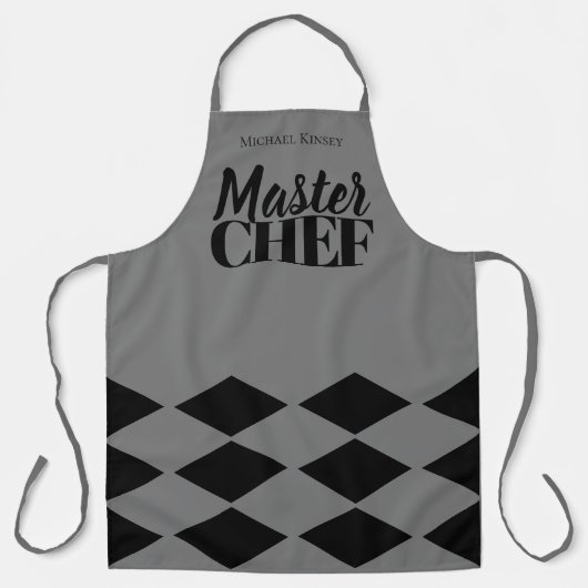 Master Chef naam gepersonaliseerde zwart grijs che Schort (Voorkant)