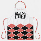 Master Chef naam gepersonaliseerde zwarte rode che Schort (Voorkant)