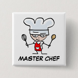 Master chef pinback-toets vierkante button 5,1 cm